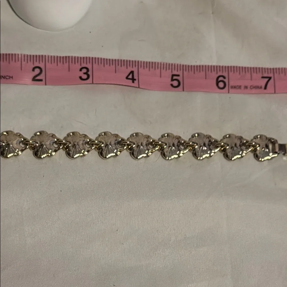 Napier pink flower rhinestone bracelet